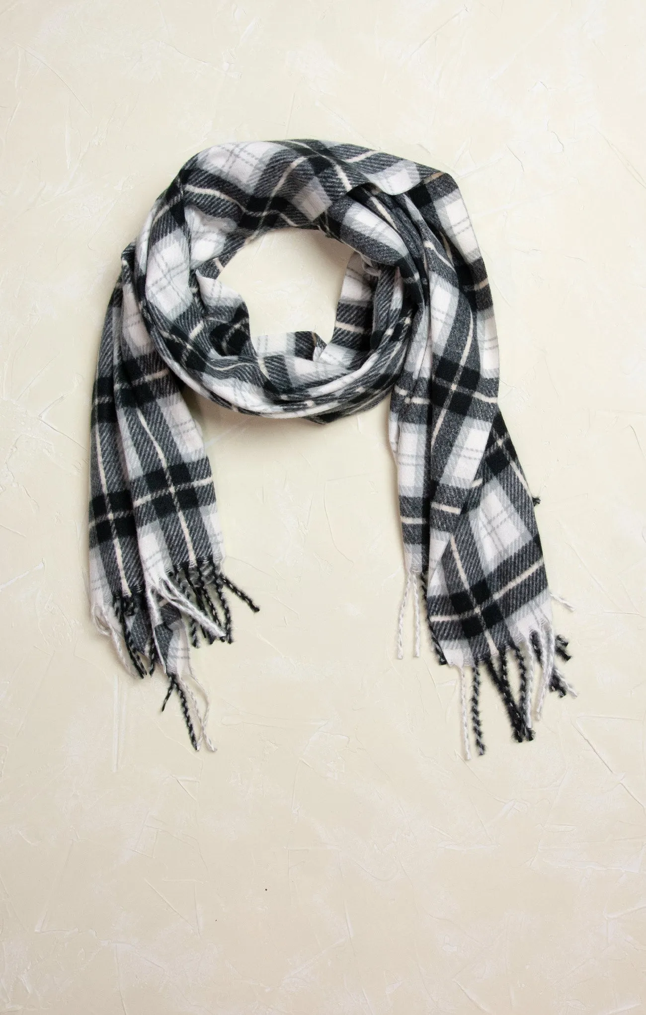 Luna Classic Black & White Plaid Scarf