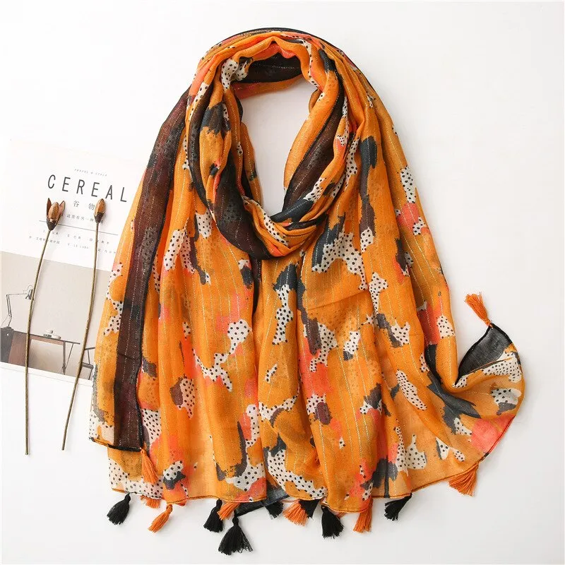 Luxe Retro Bohemian Cashew Print Pashmina Scarfs