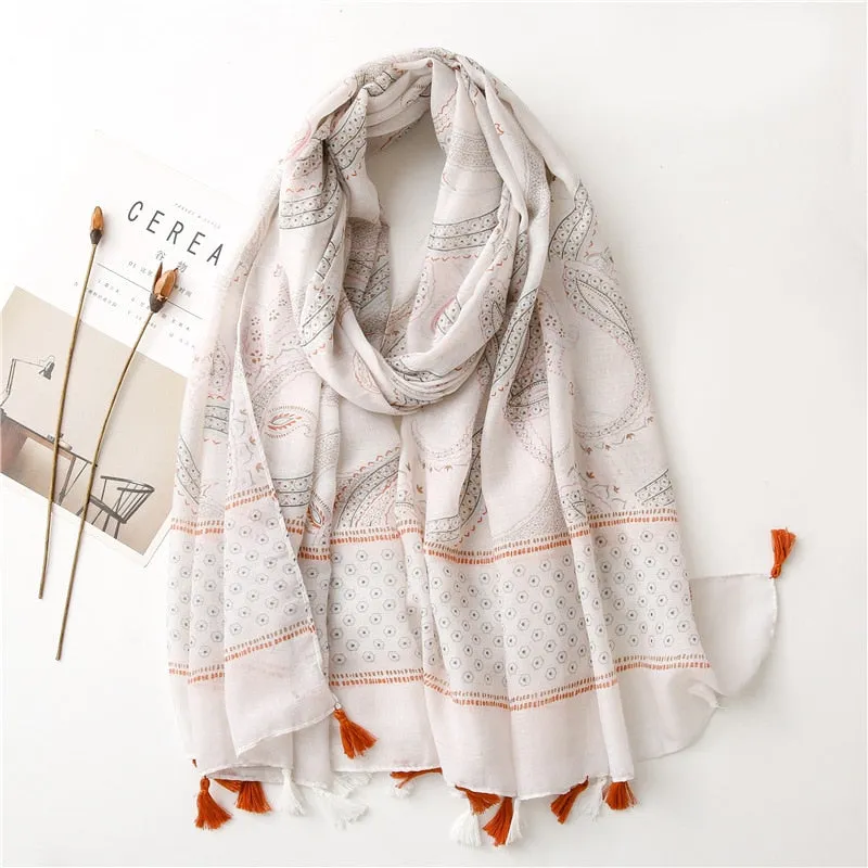 Luxe Retro Bohemian Cashew Print Pashmina Scarfs