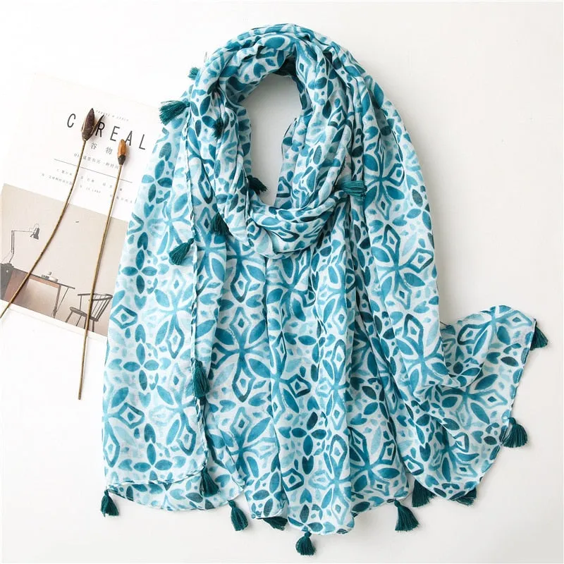 Luxe Retro Bohemian Cashew Print Pashmina Scarfs