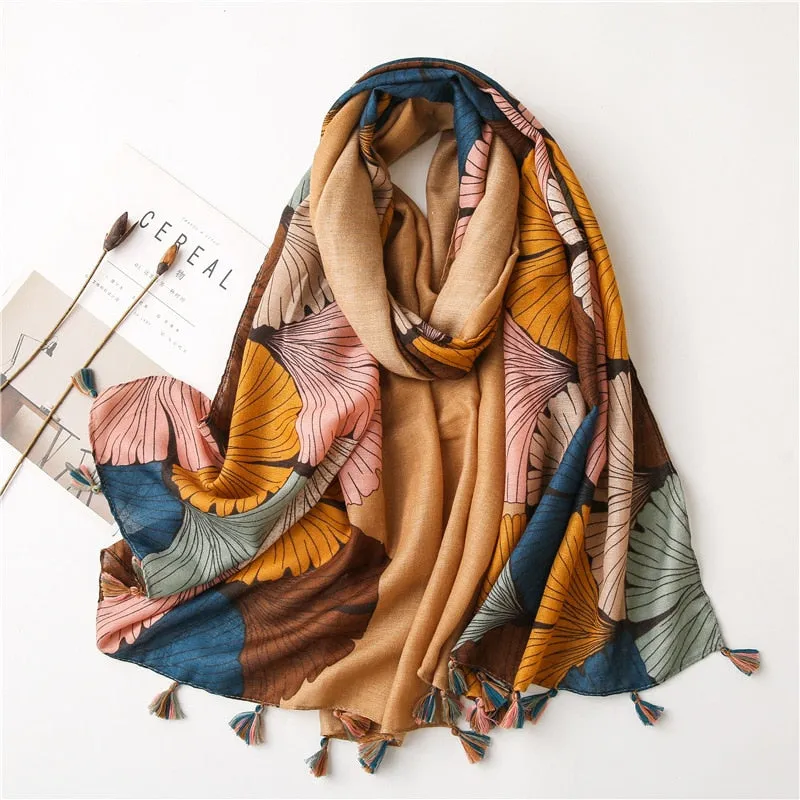 Luxe Retro Bohemian Cashew Print Pashmina Scarfs