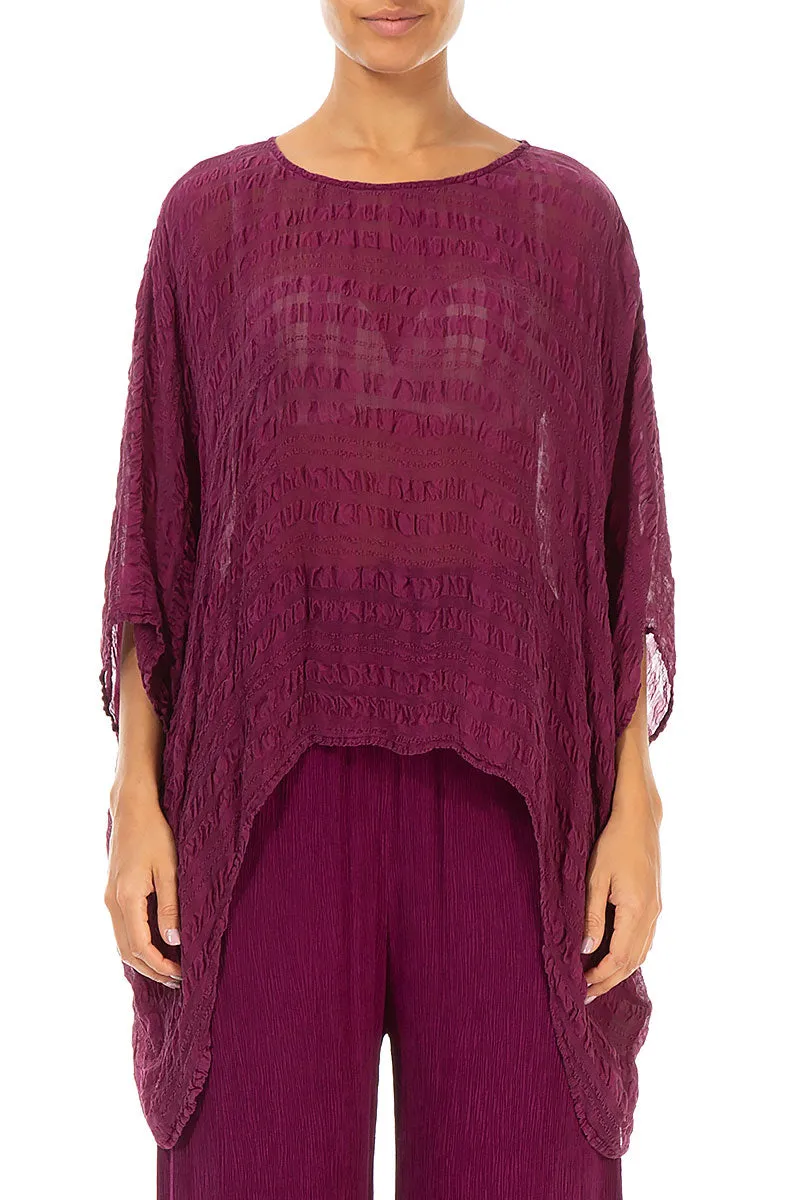 Magenta Textured Kaftan Silk Blouse