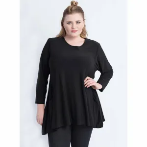 Magna Long Sleeve Pocket Tunic in Black