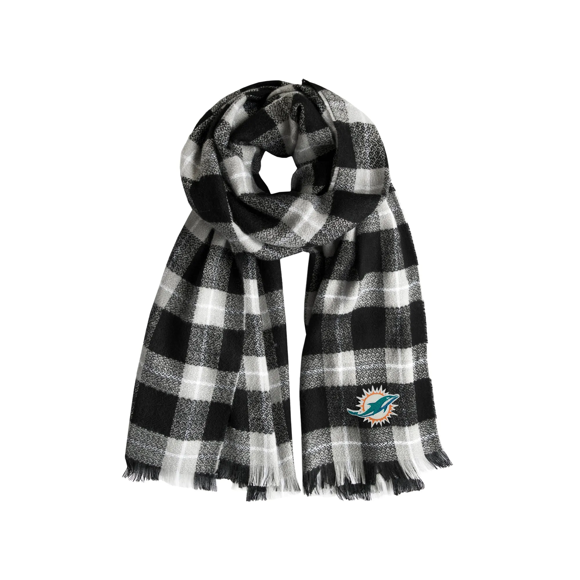 Miami Dolphins Plaid Blanket Scarf