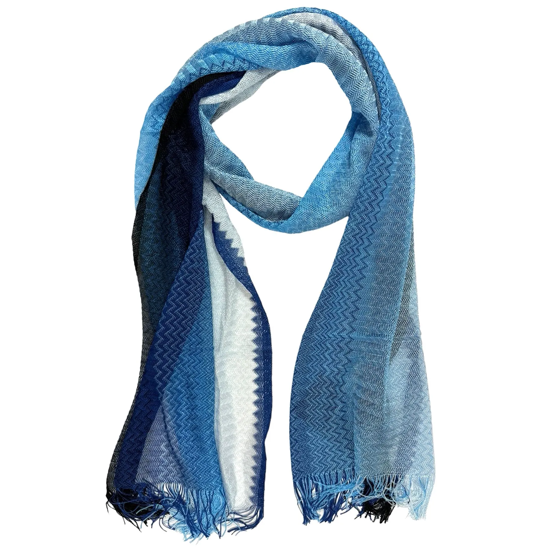 Missoni Scarf Blue Chevron Design - Women Designer Shawl