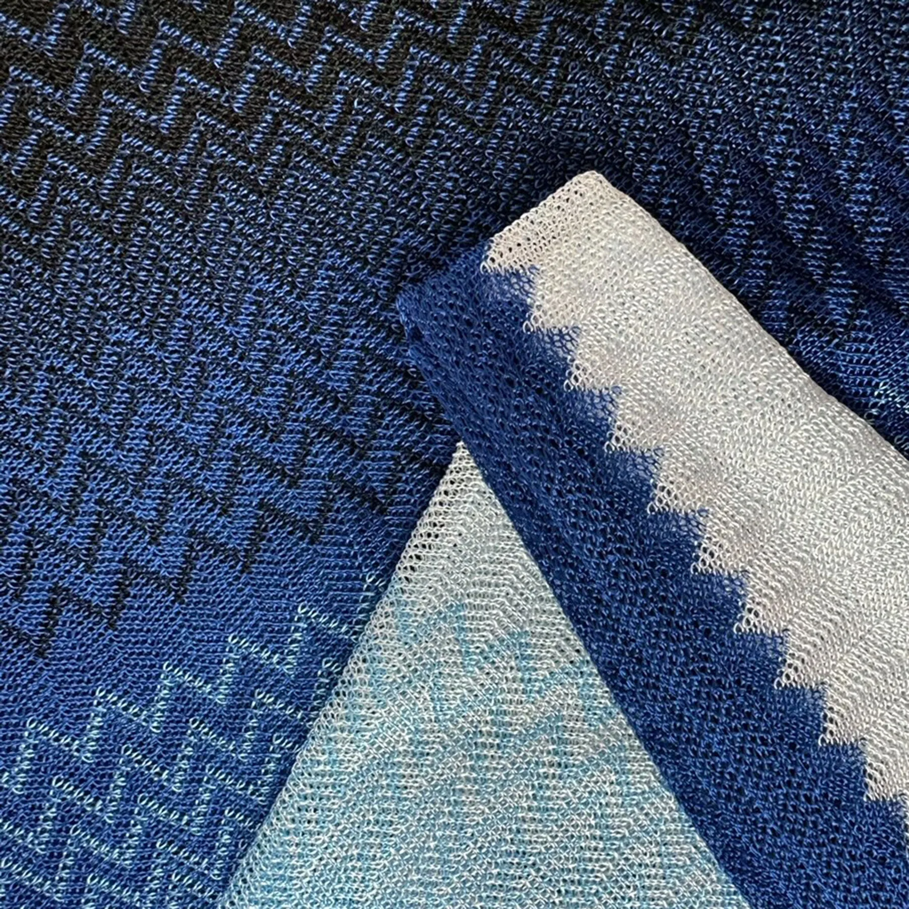 Missoni Scarf Blue Chevron Design - Women Designer Shawl