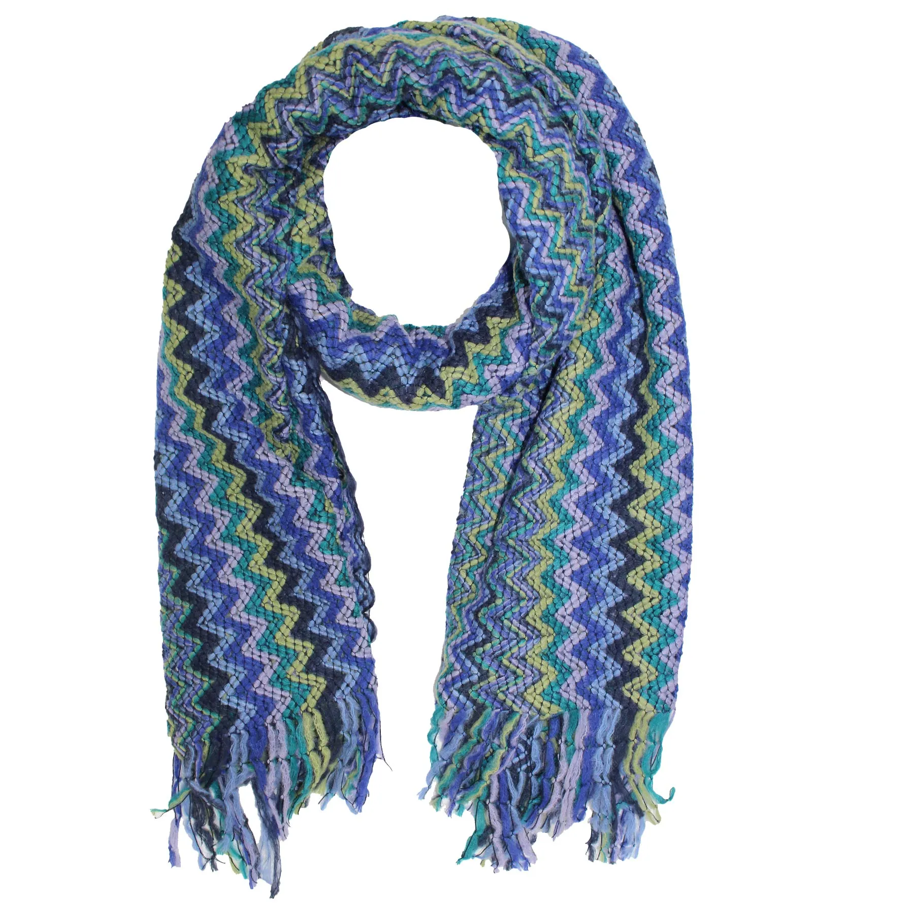 Missoni Scarf Blue Lilac Green Herringbone Design - Women Designer Shawl SALE