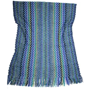 Missoni Scarf Blue Lilac Green Herringbone Design - Women Designer Shawl SALE