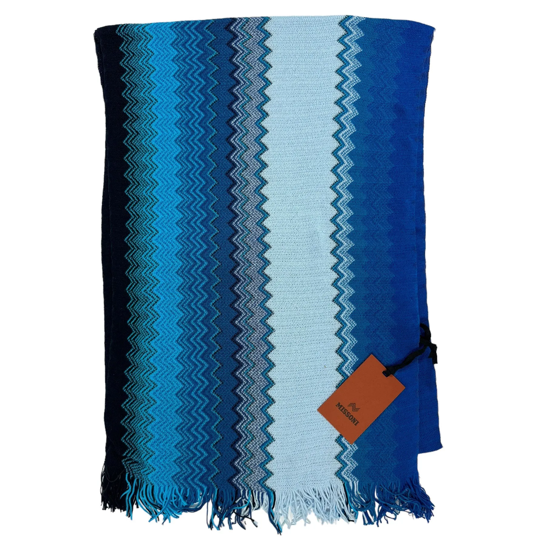 Missoni Scarf Blue Royal Blue Chevron Design - Women Designer Shawl