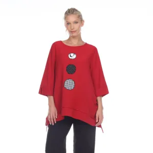 Moonlight Tunic with Circles Trim in Red/Black/White - 2751