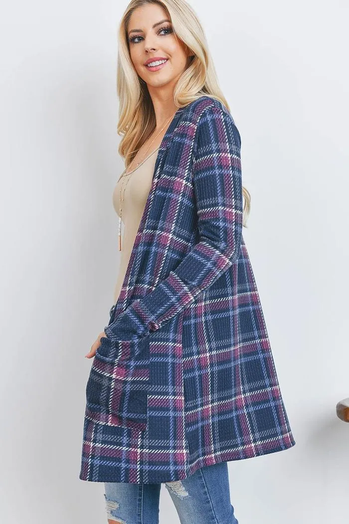 Plaid Open Front Cardigan