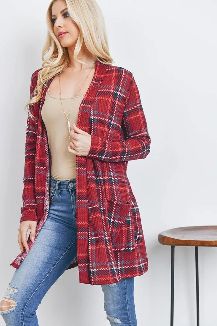 Plaid Open Front Cardigan