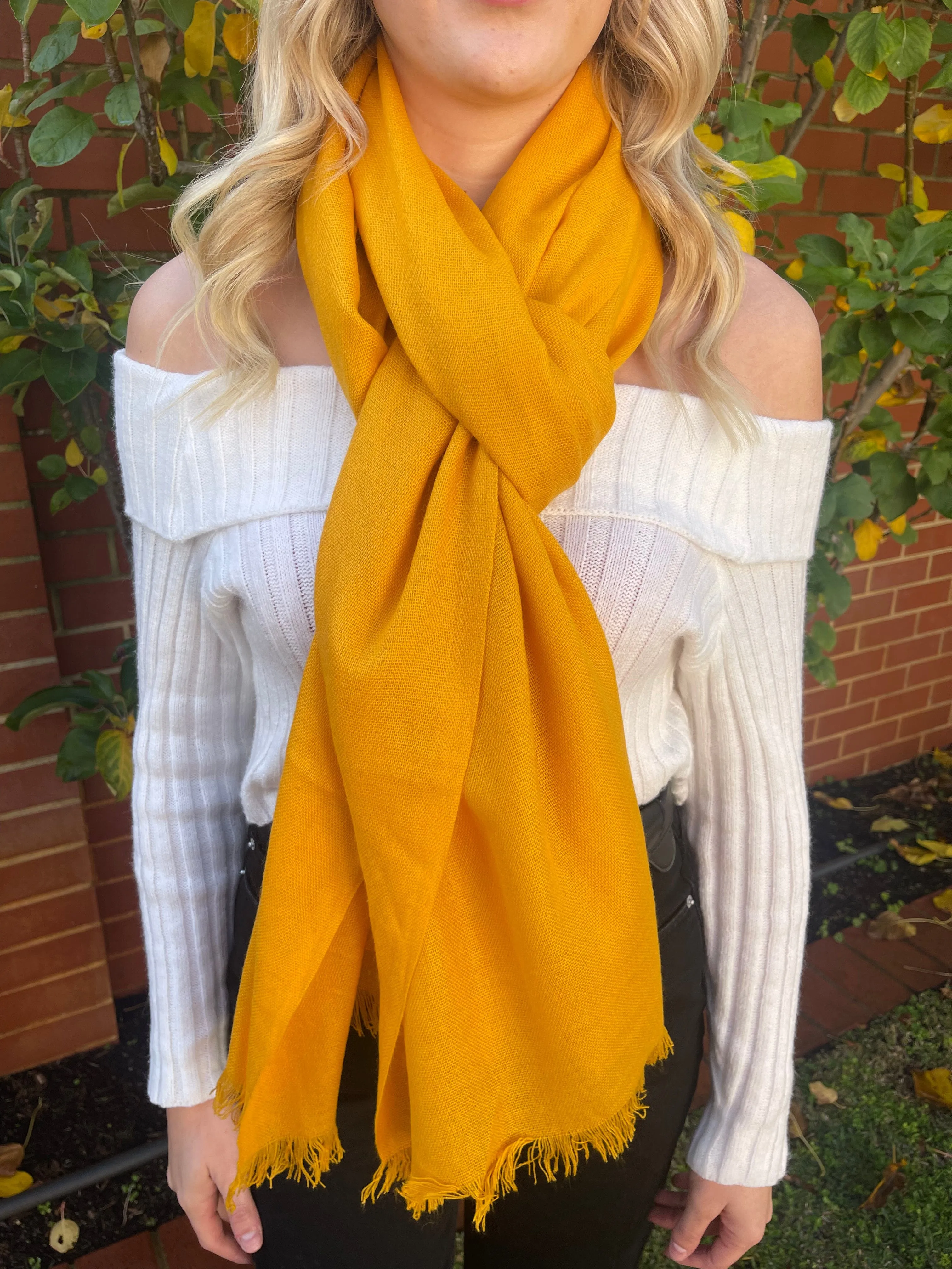 Pure Cashmere Shawl - Turmeric Yellow