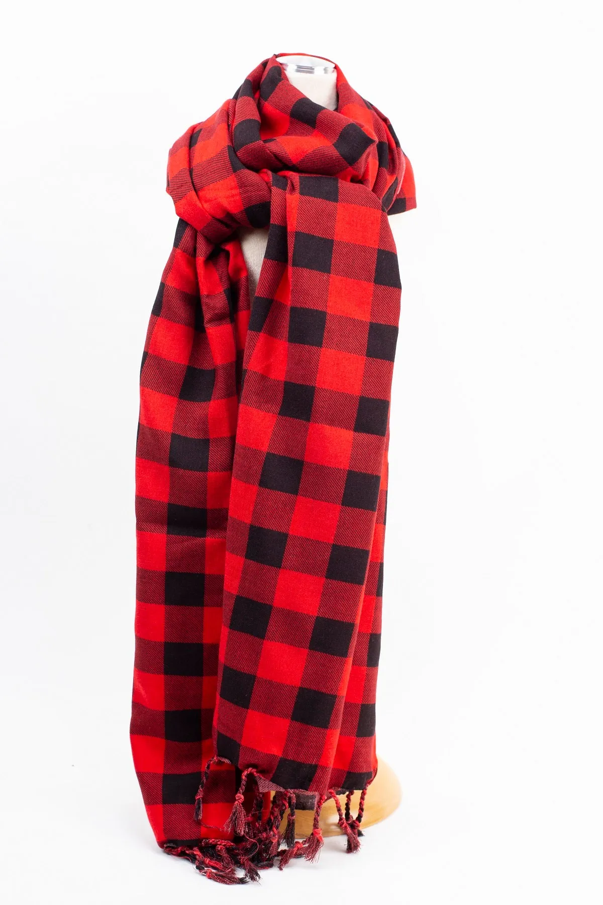 Red and Black Plaid Scarf