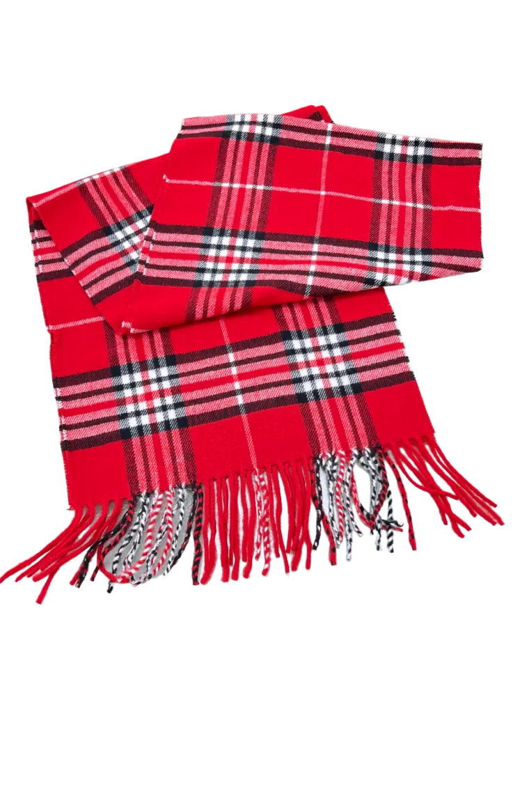 Red Men's plaid scarf Fashion style Wool Cashmere Feels