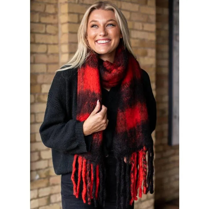 S-150 Red Plaid Long Scarf