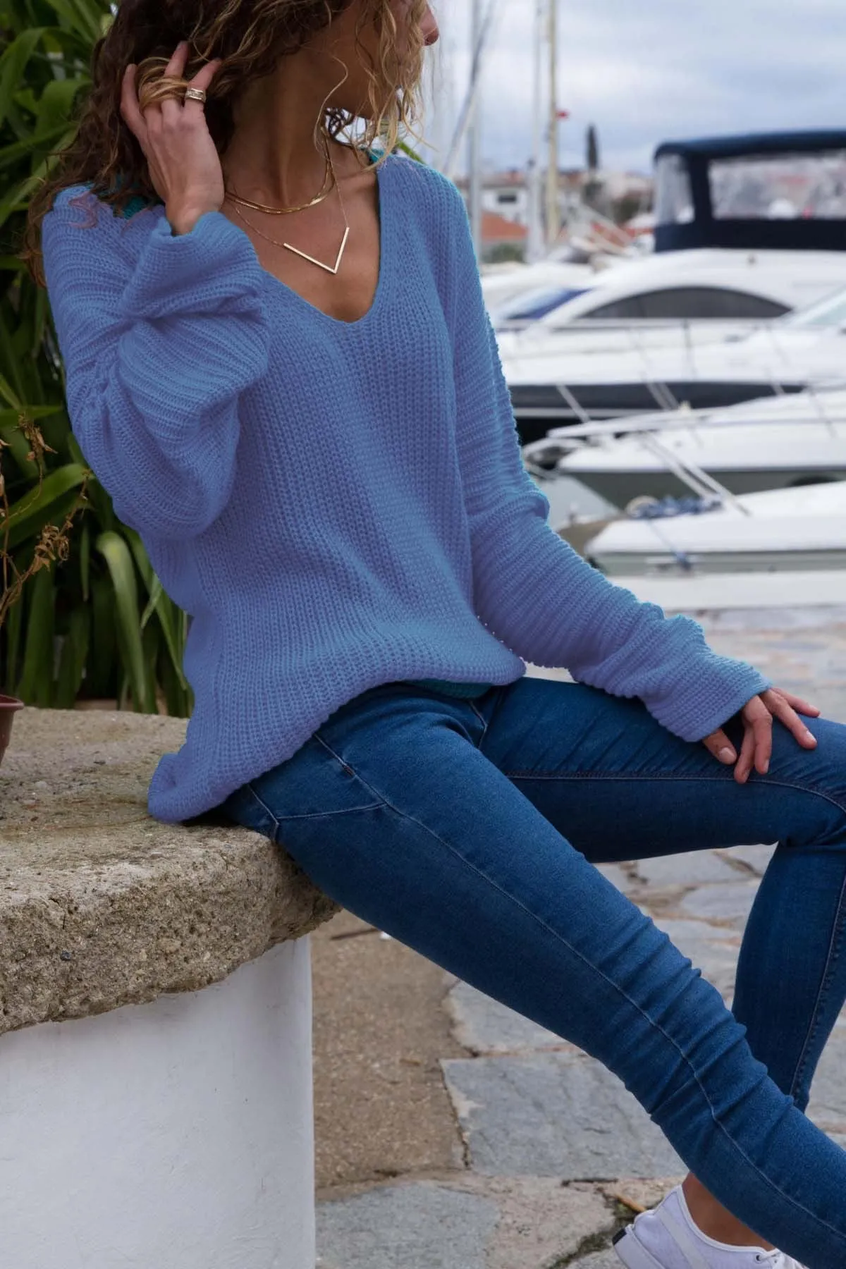 Sexy V-neck Loose Long Sleeve Comfortable Top