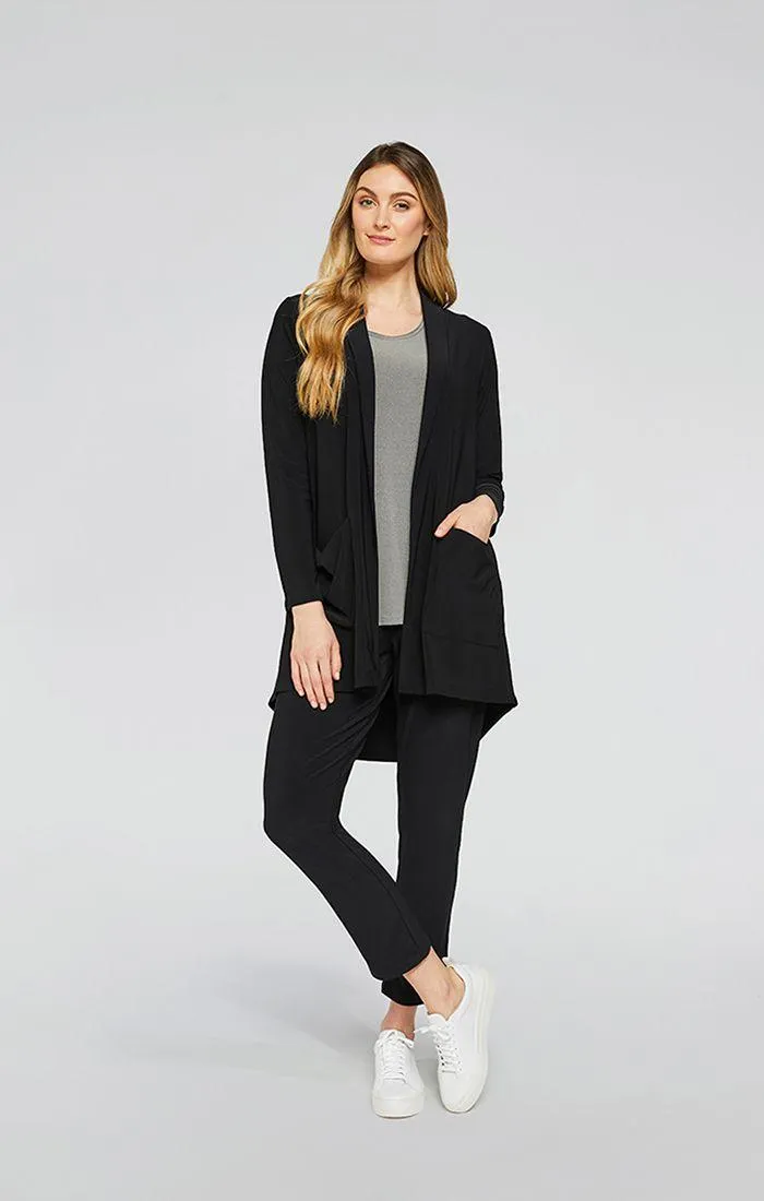 Shawl Collar Pocket Cardigan Style 25138, Color Black