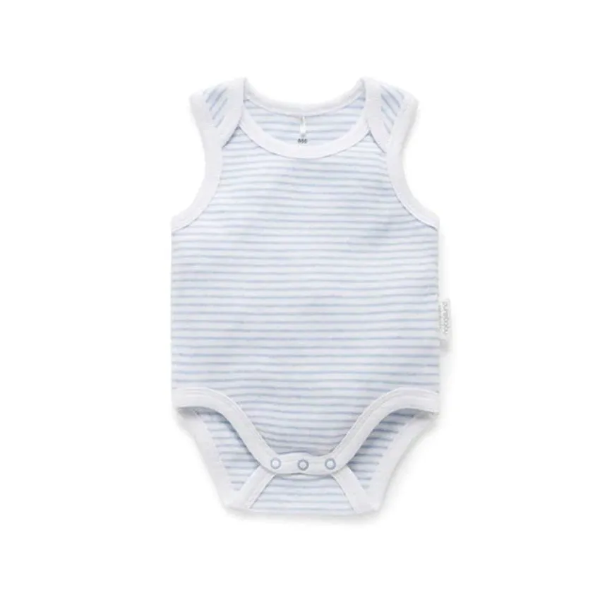 Singlet Bodysuit - Pale Blue Melange Stripe