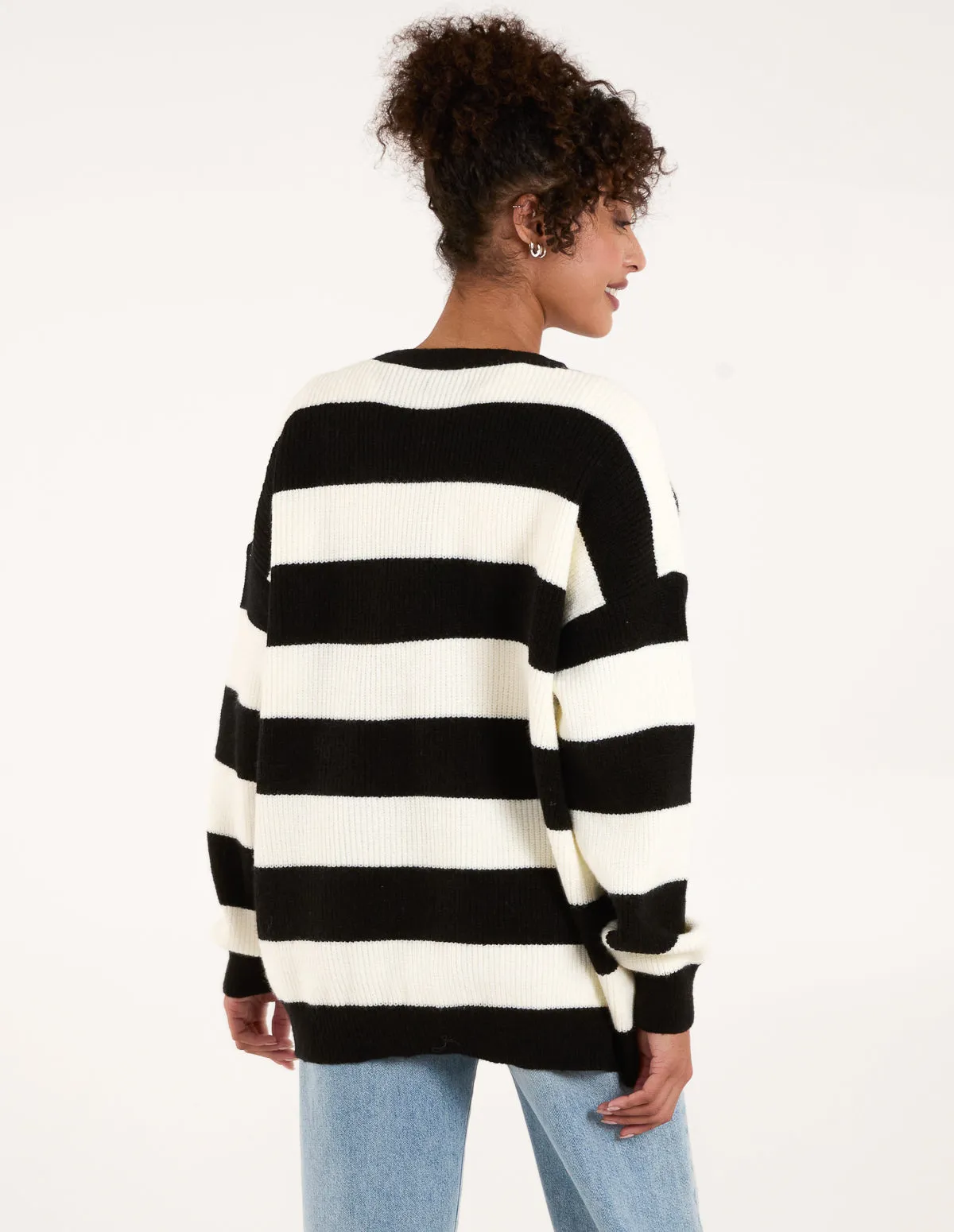 Stripe V Neck Cardigan