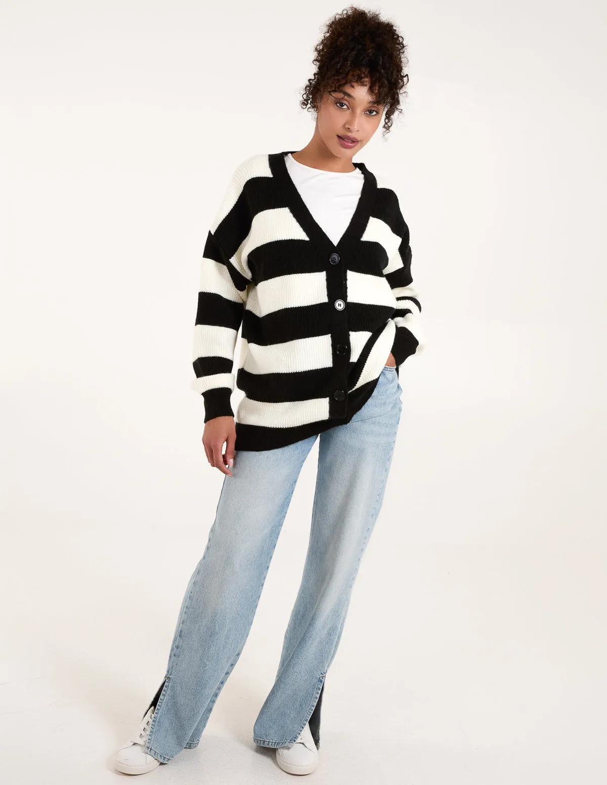 Stripe V Neck Cardigan