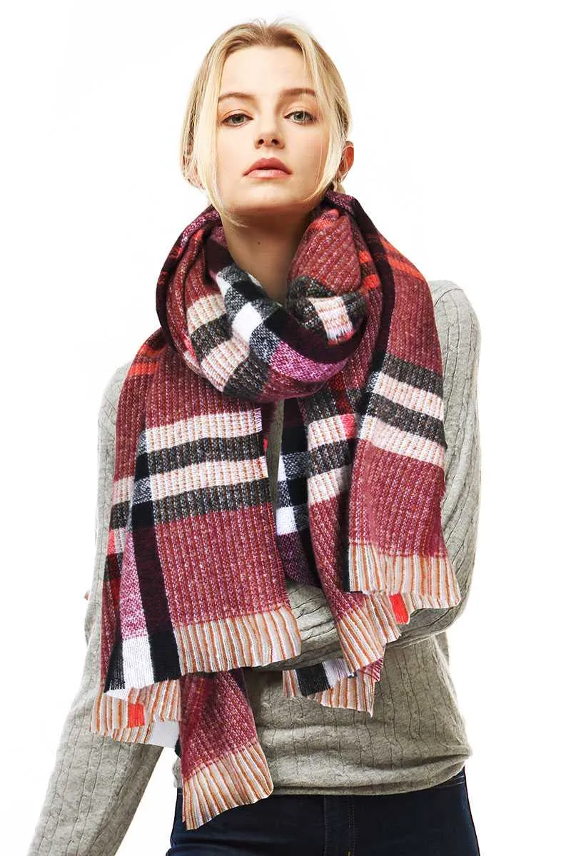 Stylish Plaid Modern Check Scarf