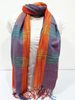 Thai Silky Plaid Scarf in Purple