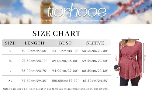 tiorhooe Women's Knit Maternity Tops Long Sleeve Breastfeeding Pregnancy Top Square Neck Tunic Maternity Clothes