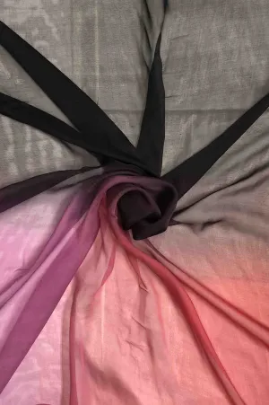 Tomato, Wild Orchid, Charcoal, Black Ombre Silk Chiffon 4D-1032 Fabric