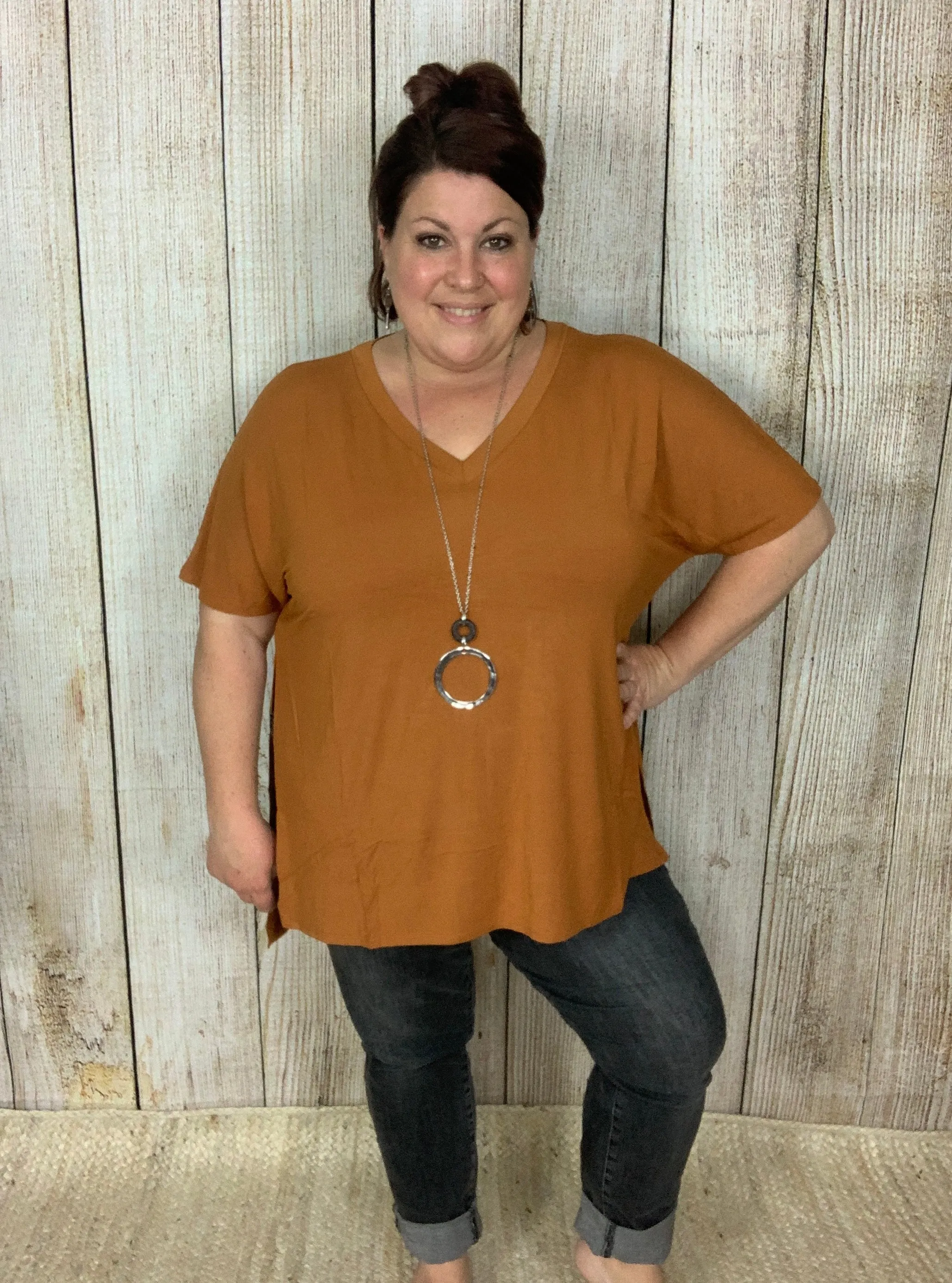 V-Neck Side Slit Tunic