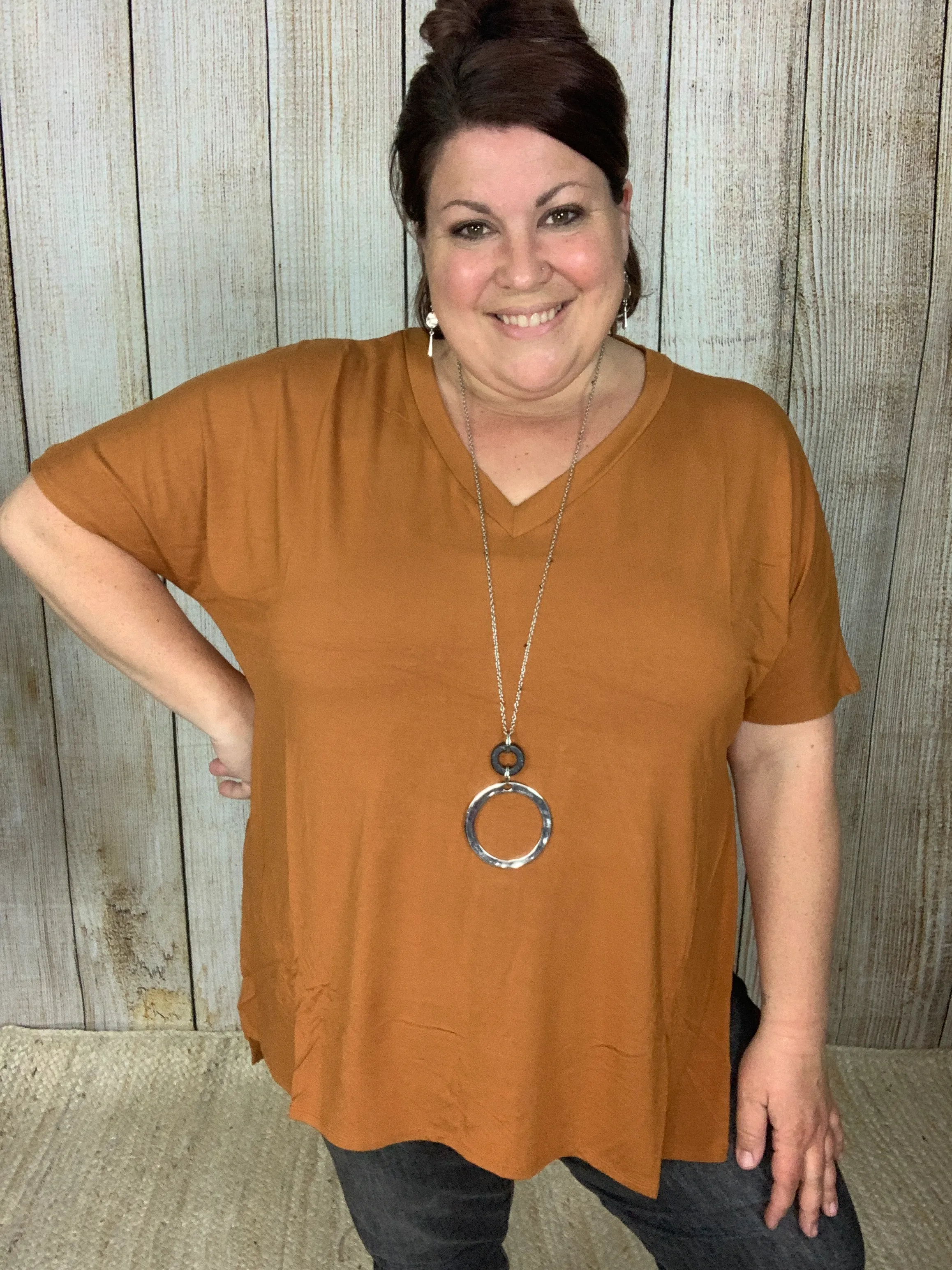 V-Neck Side Slit Tunic