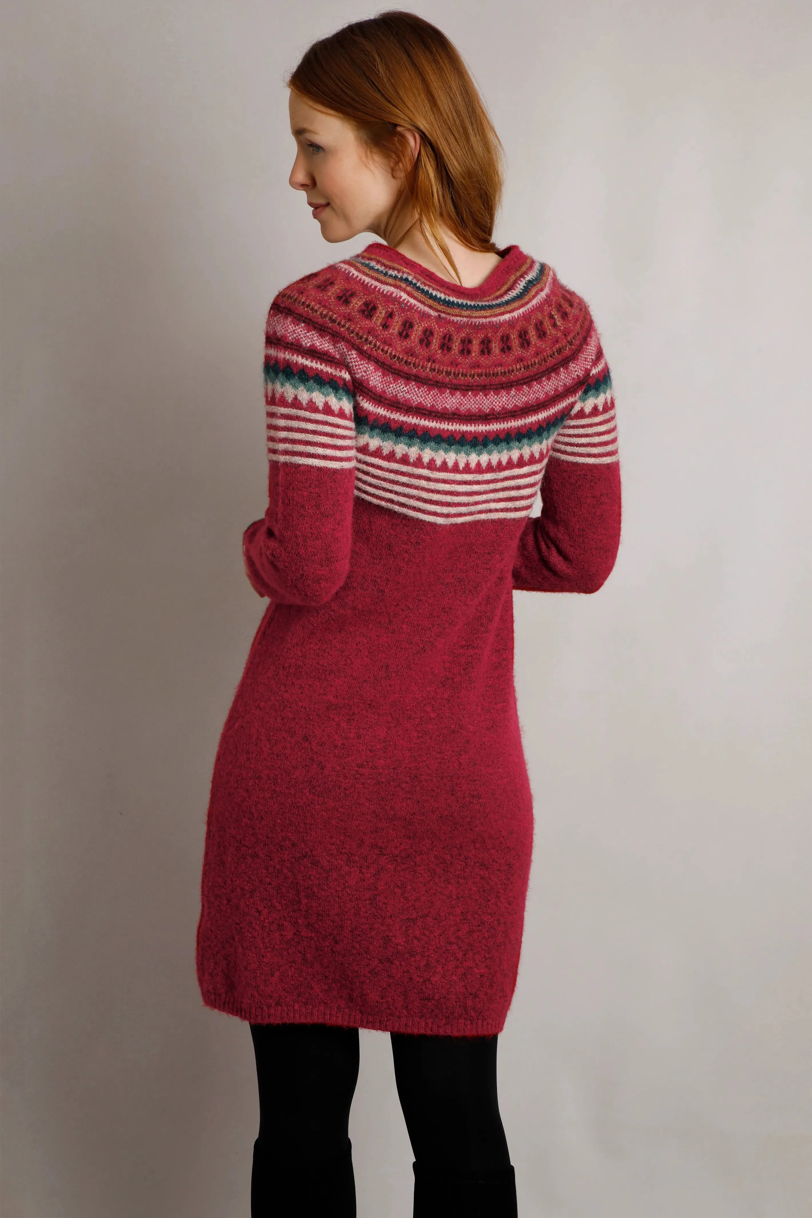 Weird Fish 16 Rhubarb Blakely Eco Fair Isle Knitted Dress