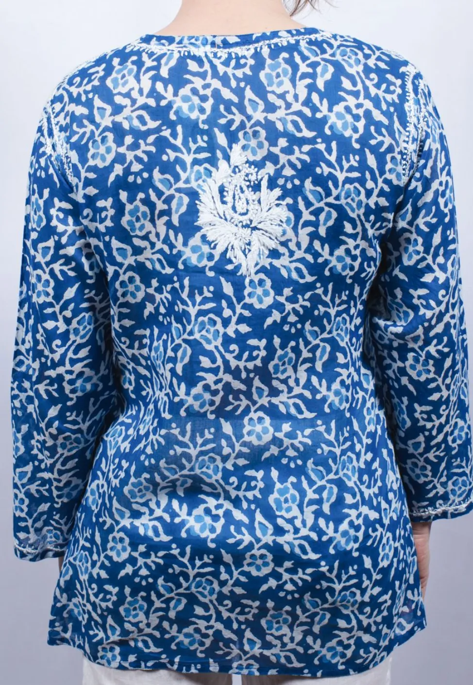 Women's Embroidered Tunic Top in Royal Blue